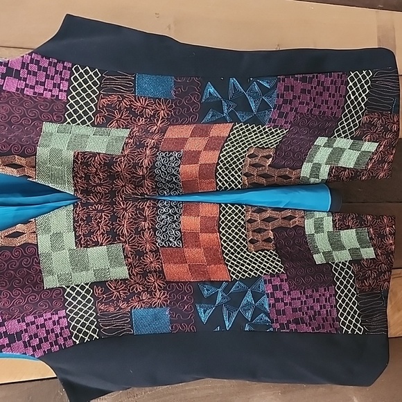 Chico's Womens Size 2 Multicolor Patchwork Vest - Picture 6 of 6